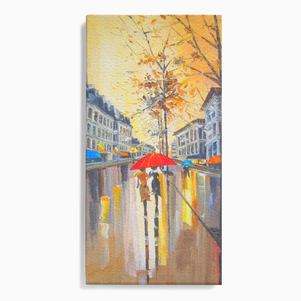 Tablou canvas cu tablou canvas cu peisaj urban ploios, fara rama, pe sasiu de lemn